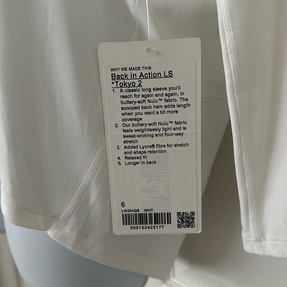 LULULEMON Tokyo Back in Action Long Sleeve Tee Top WHITE 6 🤍 - Picture 6 of 7